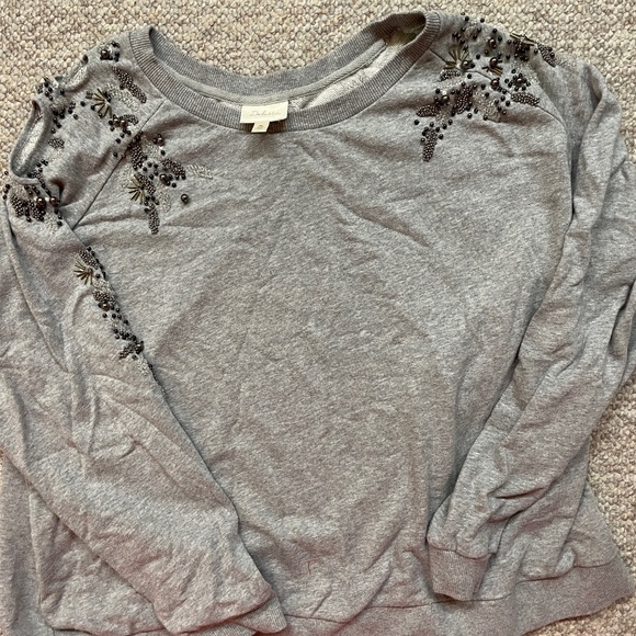 Anthropologie Deletta grey beaded sweatshirt XL - Picture 8 of 9